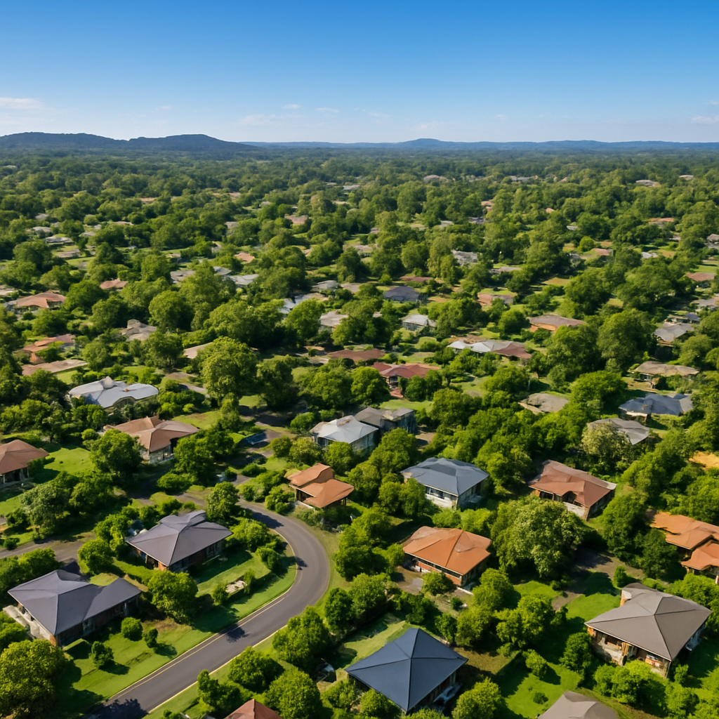 Aerial view of the leafy, peaceful Burpengary area in South-East Queensland